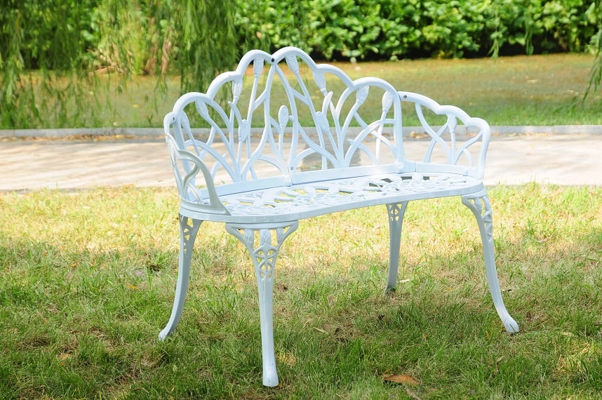 SH&G Hembury Cast Aluminium 2 Seater Bench - White