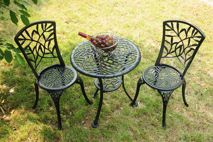SH&G Hembury Cast Aluminium Bistro Set - Black