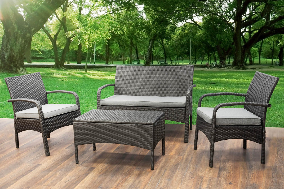 Alnwick Steel Grey Rattan 4pc Sofa Set