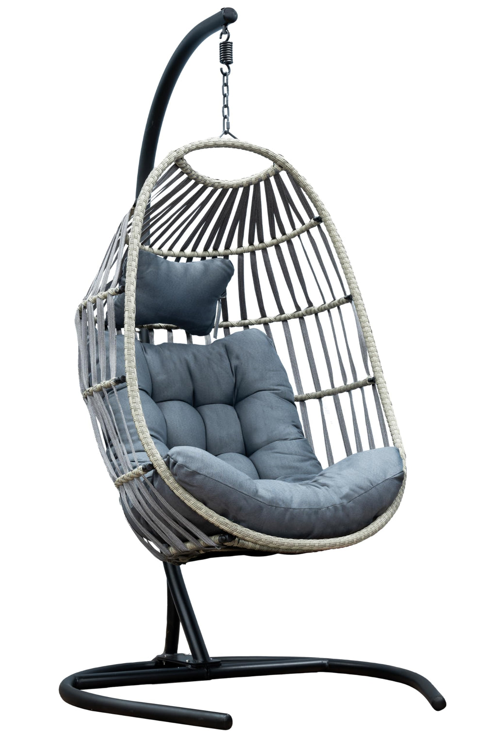 Signature Folding Hanging Chair with Grey Cushion