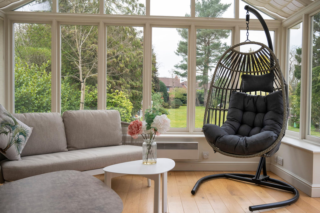 Signature Folding Hanging Chair with Grey Cushion