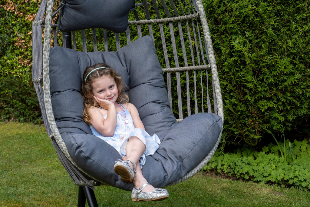Signature Folding Hanging Chair with Grey Cushion