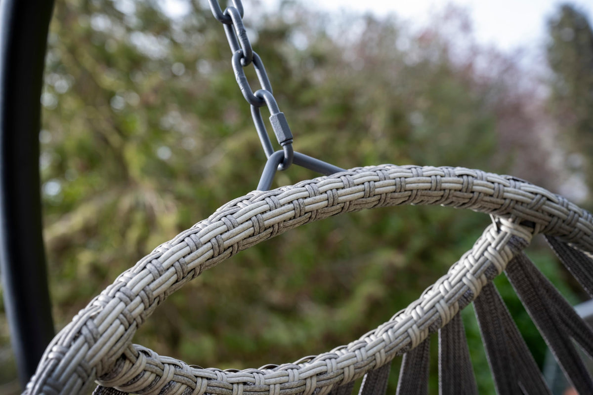 Signature Folding Hanging Chair with Grey Cushion