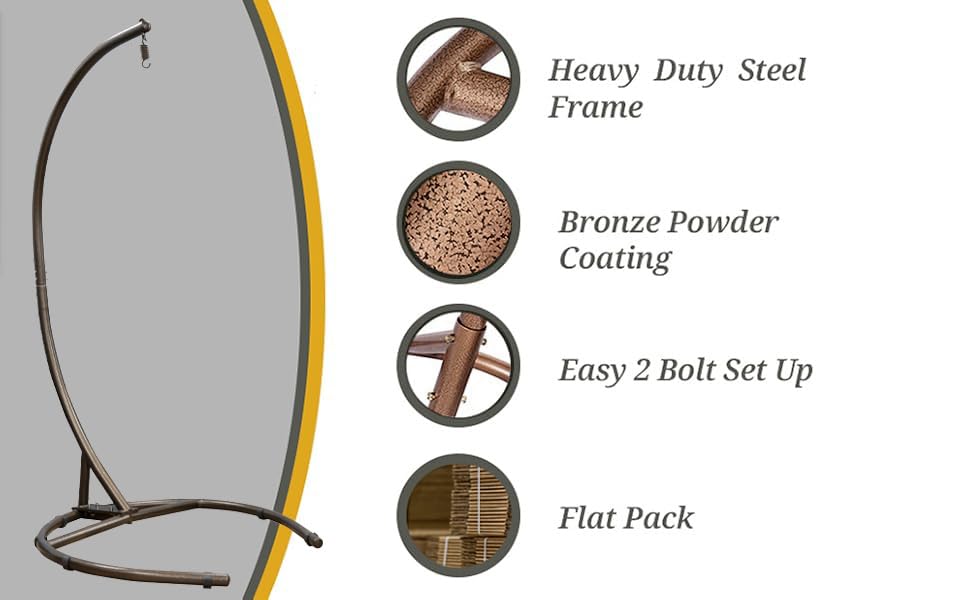 SH&G Bronze Steel Hammock Chair Stand | Hanging Egg Chair Stand