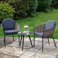 Bolingbroke 2 Seat Aluminium Brown Wicker Coffee Table Set - Dark Grey Cushions