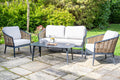 Bolingbroke 4 Seat Aluminium Brown Wicker Sofa Coffee Table Set - Beige Cushions