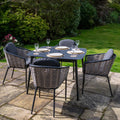 Bolingbroke 4 Seat Aluminium Grey Wicker 110cm Dining Table Set - Dark Grey Cushions