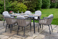 Bolingbroke 6 Seat Aluminium Grey Wicker 180cm Dining Table Set - Beige Cushions