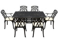 SH&G Cast Aluminium 6 seat 160cm Rectangular Extendable dining Set - Black