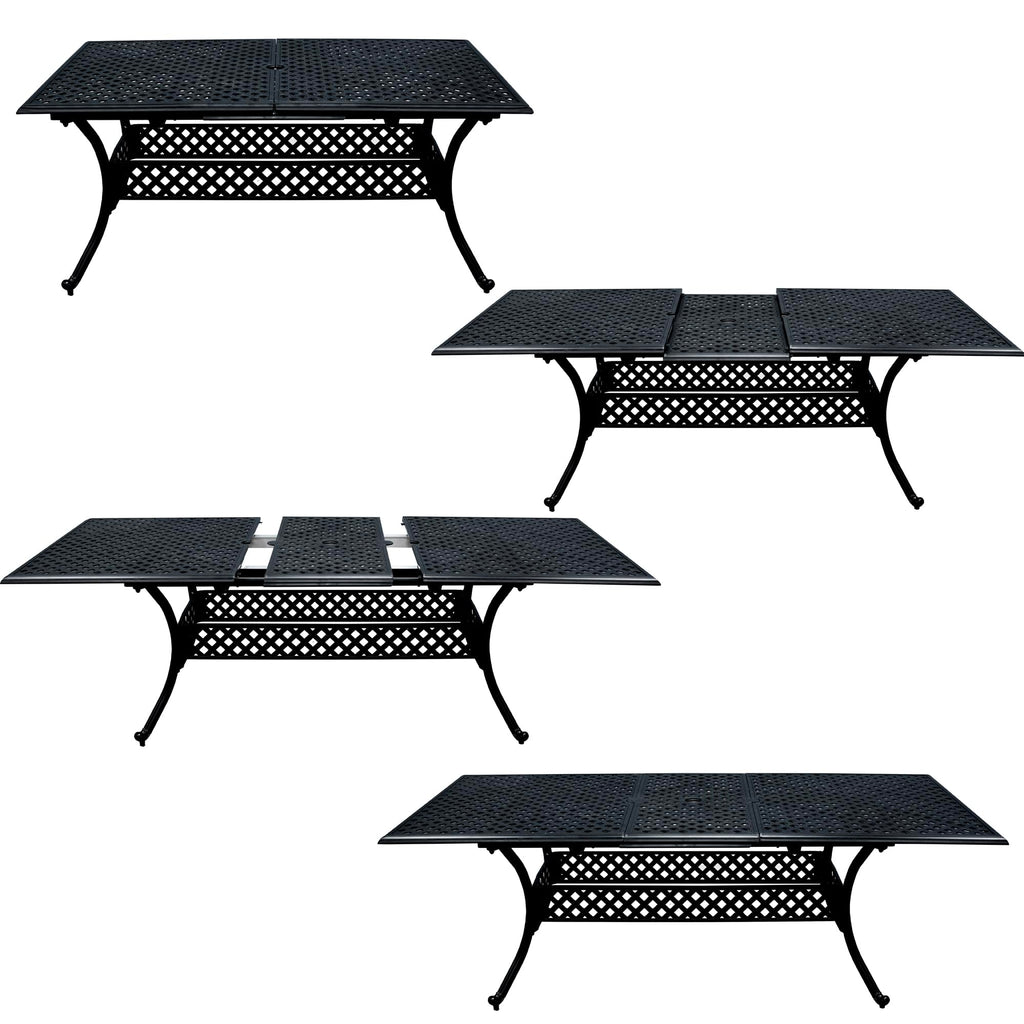 SH&G Cast Aluminium 6 seat 160cm Rectangular Extendable dining Set - Black