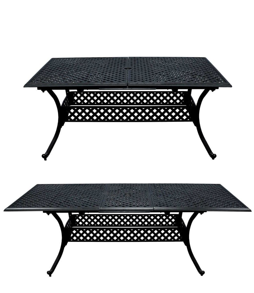 SH&G Cast Aluminium 6 seat 160cm Rectangular Extendable dining Set - Black