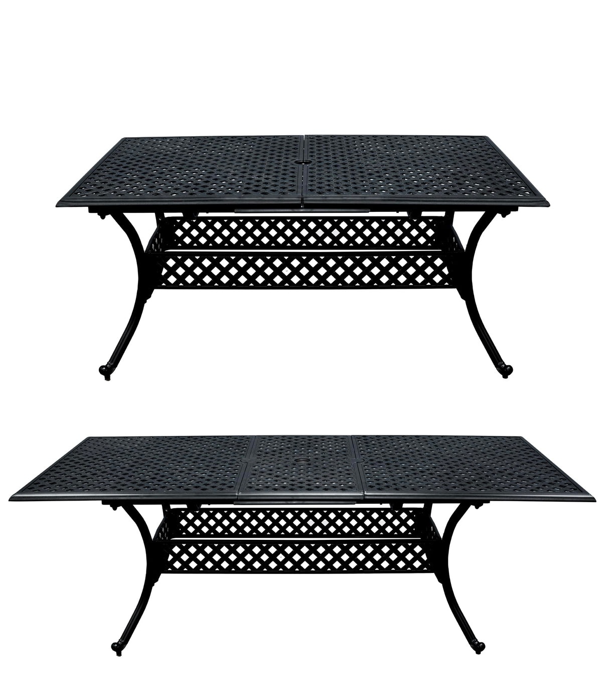 SH&G Cast Aluminium 6 seat 160cm Rectangular Extendable dining Set - Black