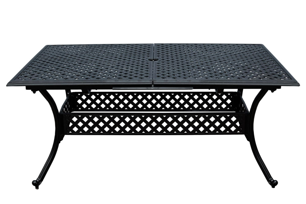 SH&G Cast Aluminium 6 seat 160cm Rectangular Extendable dining Set - Black
