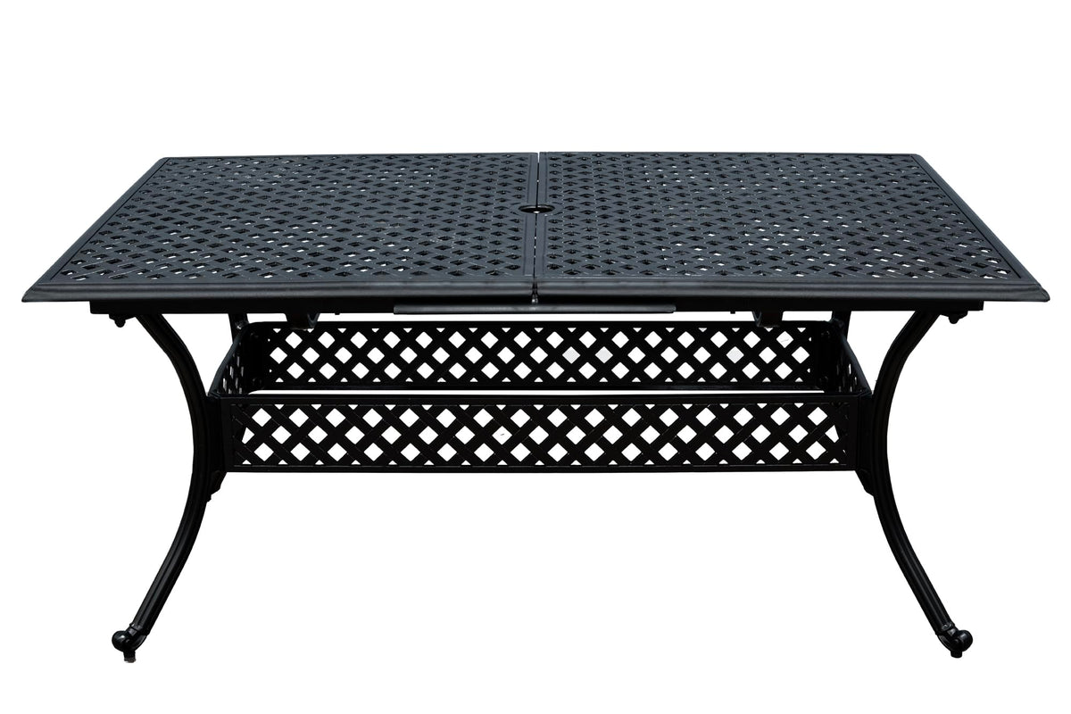 SH&G Cast Aluminium 6 seat 160cm Rectangular Extendable dining Set - Black