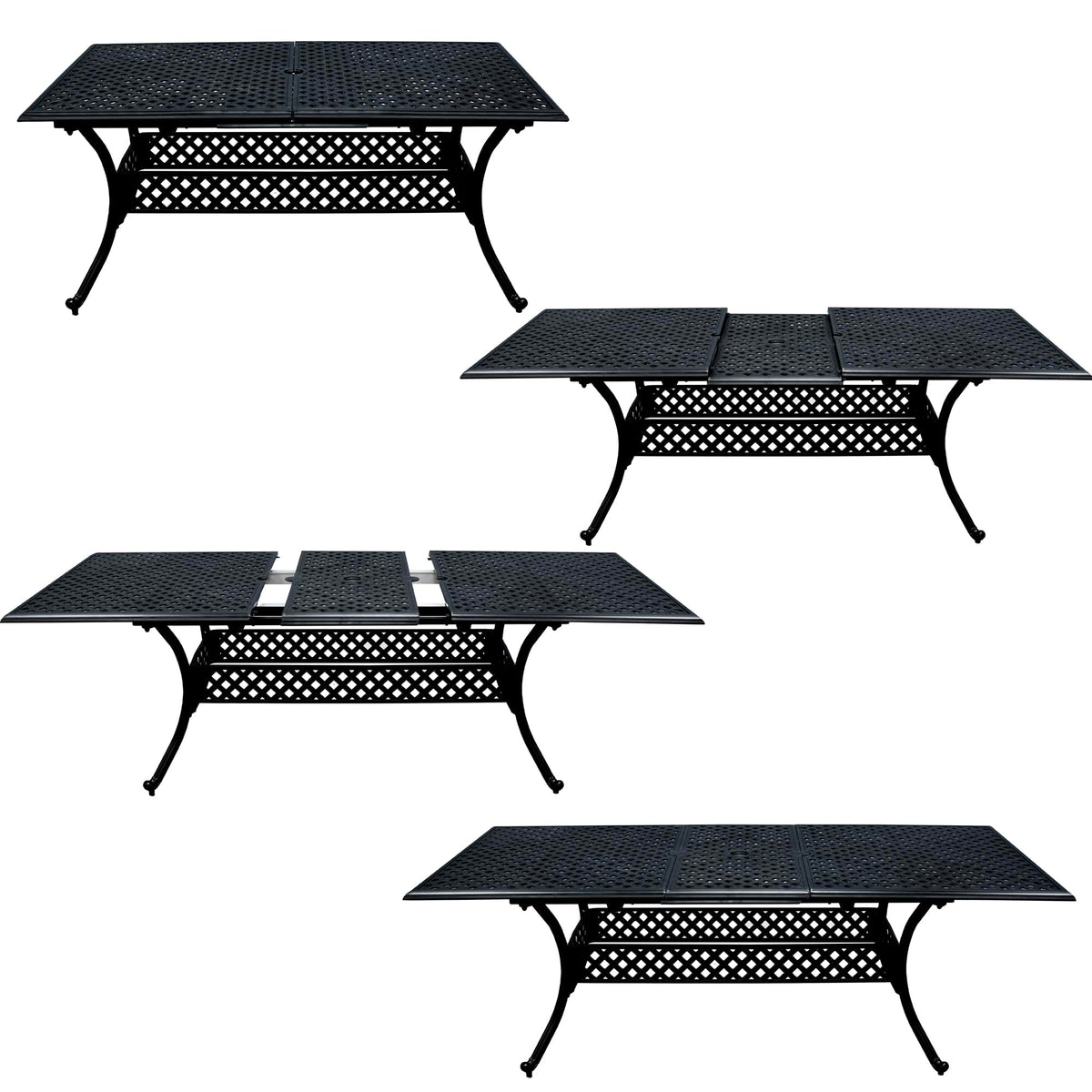 SH&G Cast Aluminium 8 seat 160cm Rectangular Extendable dining Set - Black