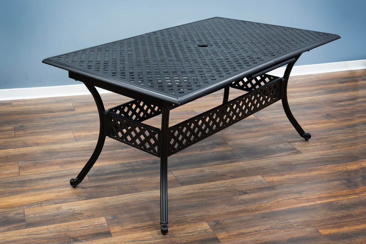 SH&G Cast Aluminium 8 seat 160cm Rectangular Extendable dining Set - Black