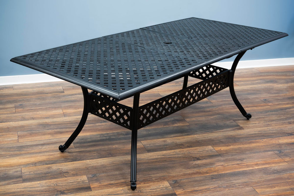 SH&G Cast Aluminium 8 seat 160cm Rectangular Extendable dining Set - Black