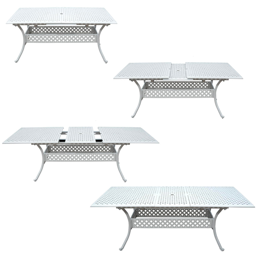 SH&G Cast Aluminium 6 seat 160cm Rectangular Extendable dining Set - White