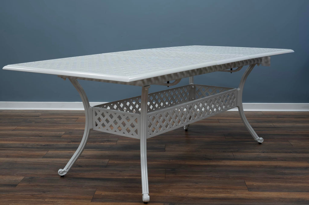 SH&G Cast Aluminium 6 seat 160cm Rectangular Extendable dining Set - White