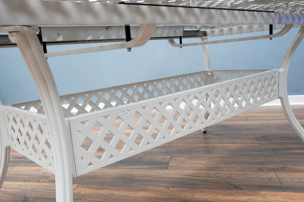 SH&G Cast Aluminium 6 seat 160cm Rectangular Extendable dining Set - White