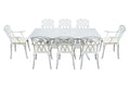 SH&G Cast Aluminium 8 seat 160cm Rectangular Extendable dining Set - White