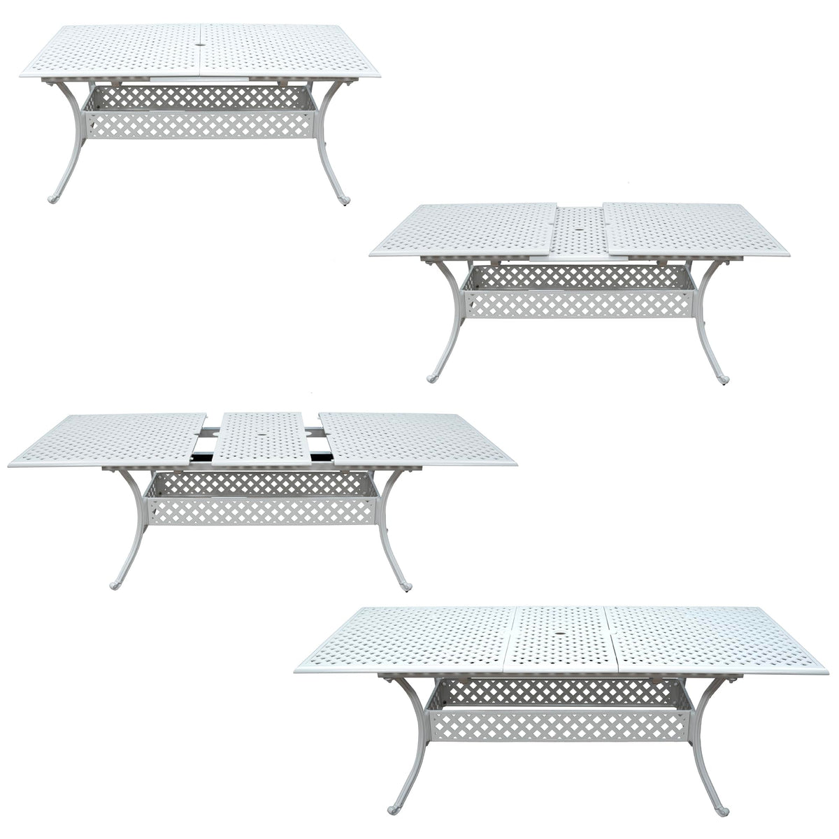 SH&G Cast Aluminium 8 seat 160cm Rectangular Extendable dining Set - White