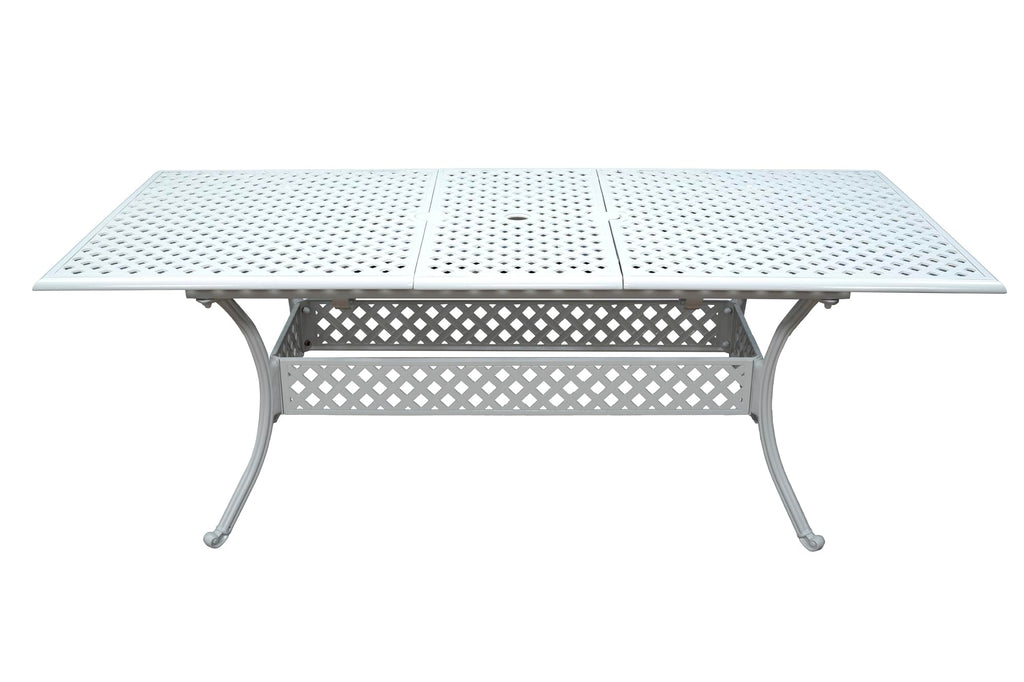 SH&G Cast Aluminium 8 seat 160cm Rectangular Extendable dining Set - White