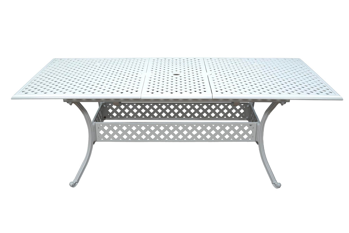 SH&G Cast Aluminium 8 seat 160cm Rectangular Extendable dining Set - White