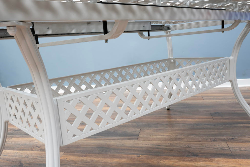 SH&G Cast Aluminium 8 seat 160cm Rectangular Extendable dining Set - White