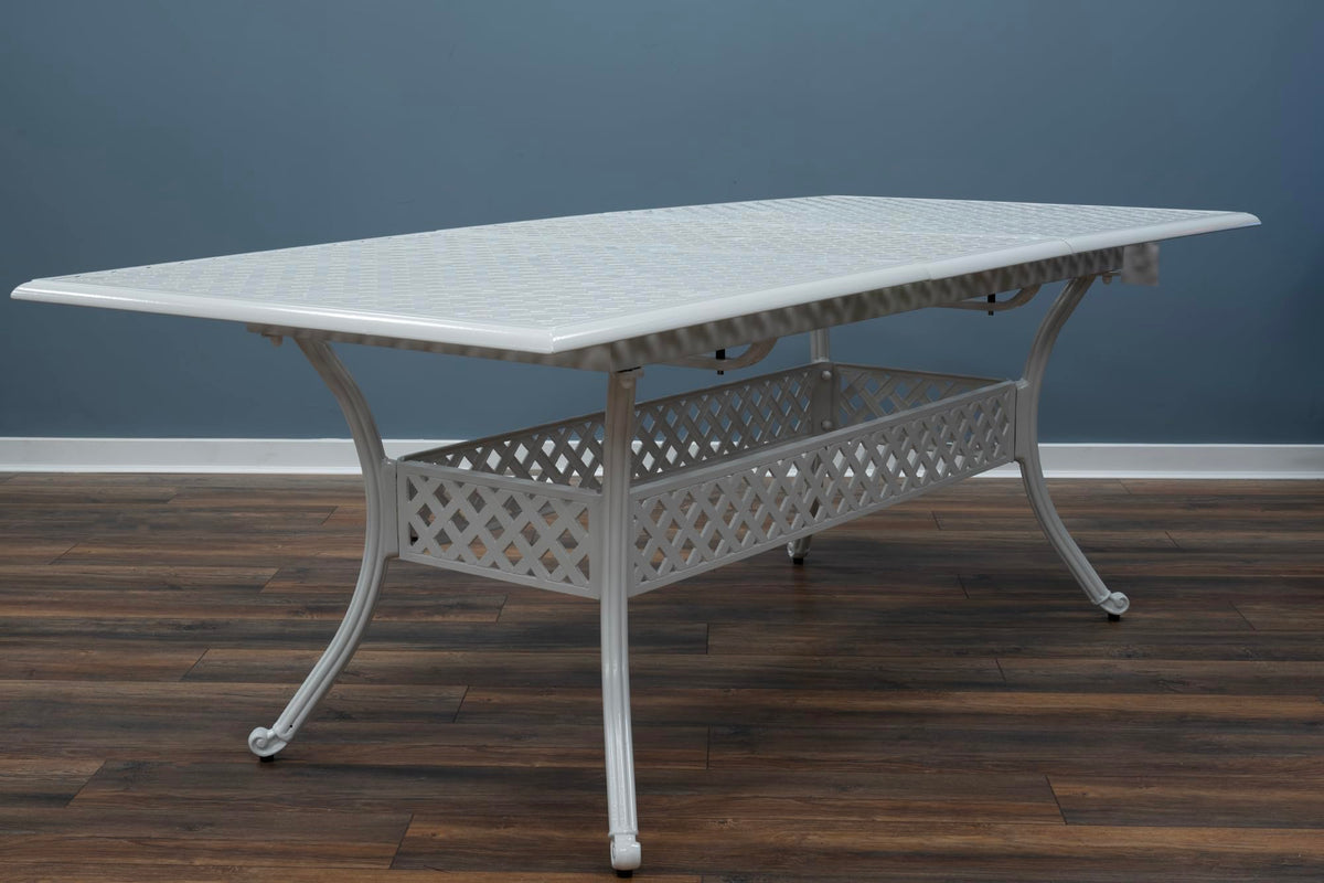 SH&G Cast Aluminium 8 seat 160cm Rectangular Extendable dining Set - White