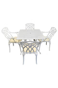 SH&G Cast Aluminium 4 seat Square dining Set - White