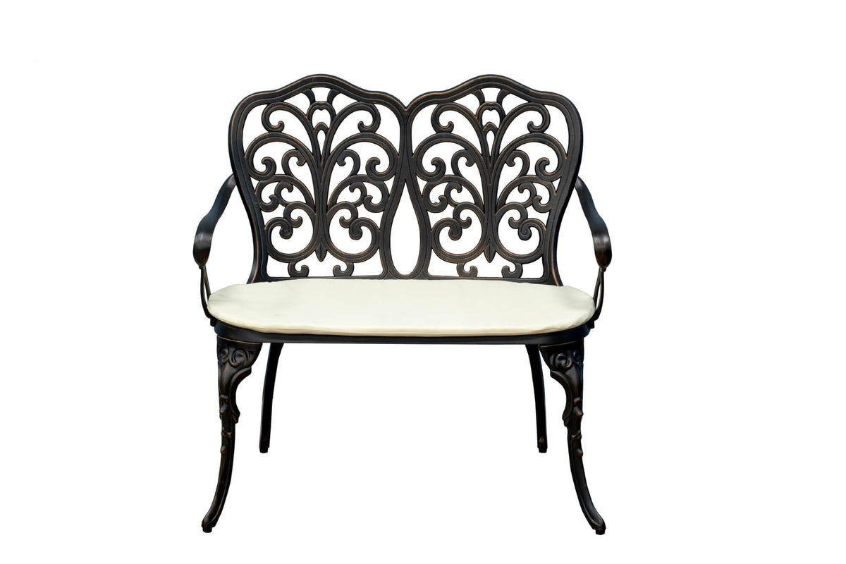 SH&G Cast Aluminium Love Seat Bench - Antique Bronze