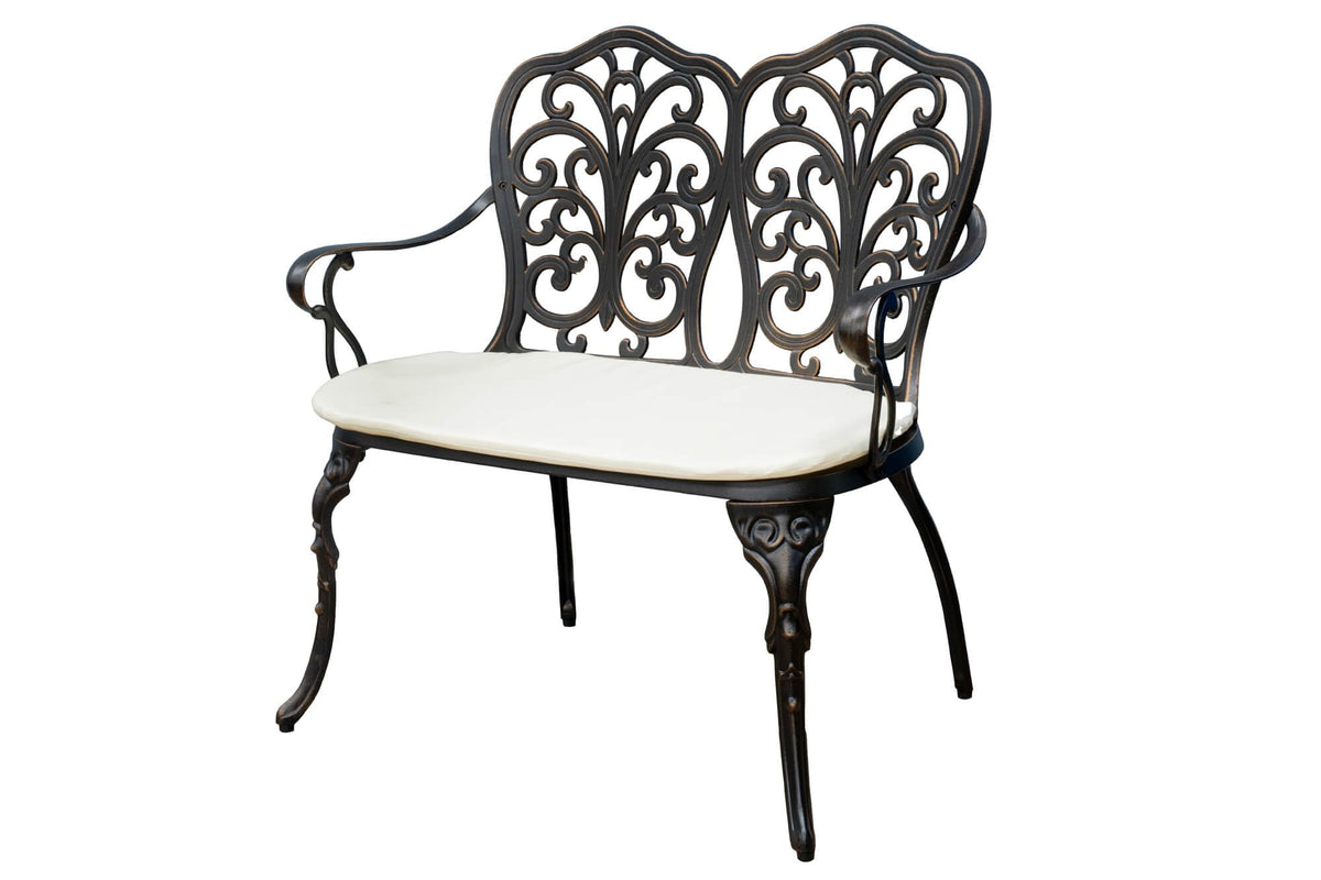SH&G Cast Aluminium Love Seat Bench - Antique Bronze