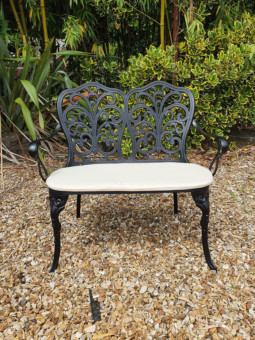 SH&G Cast Aluminium Love Seat Bench - Black