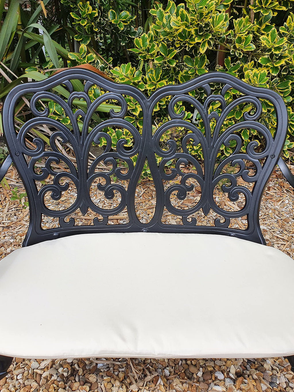 SH&G Cast Aluminium Love Seat Bench - Black