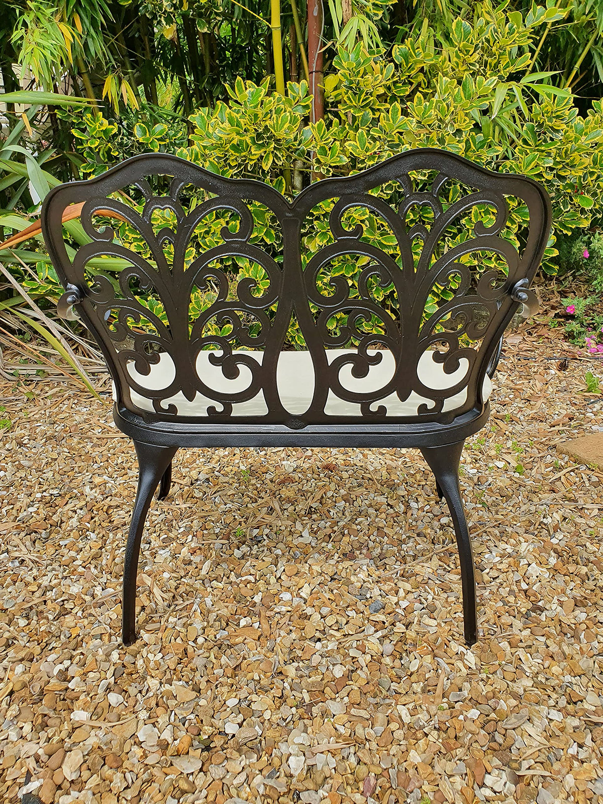 SH&G Cast Aluminium Love Seat Bench - Black