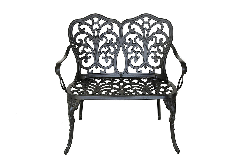 SH&G Cast Aluminium Love Seat Bench - Black