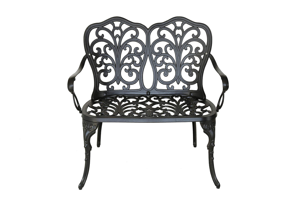 SH&G Cast Aluminium Love Seat Bench - Black