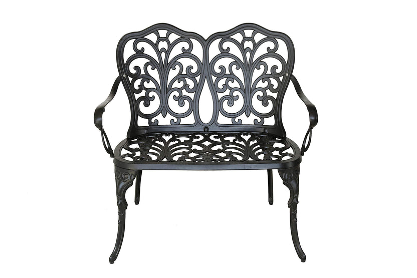 SH&G Cast Aluminium Love Seat Bench - Black