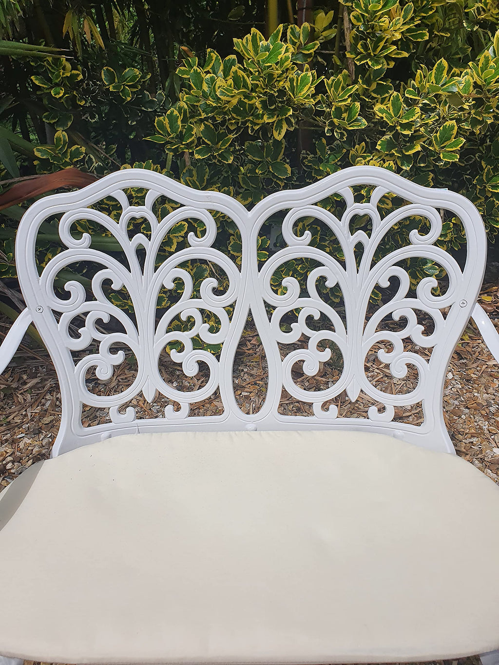 SH&G Cast Aluminium Love Seat Bench - White