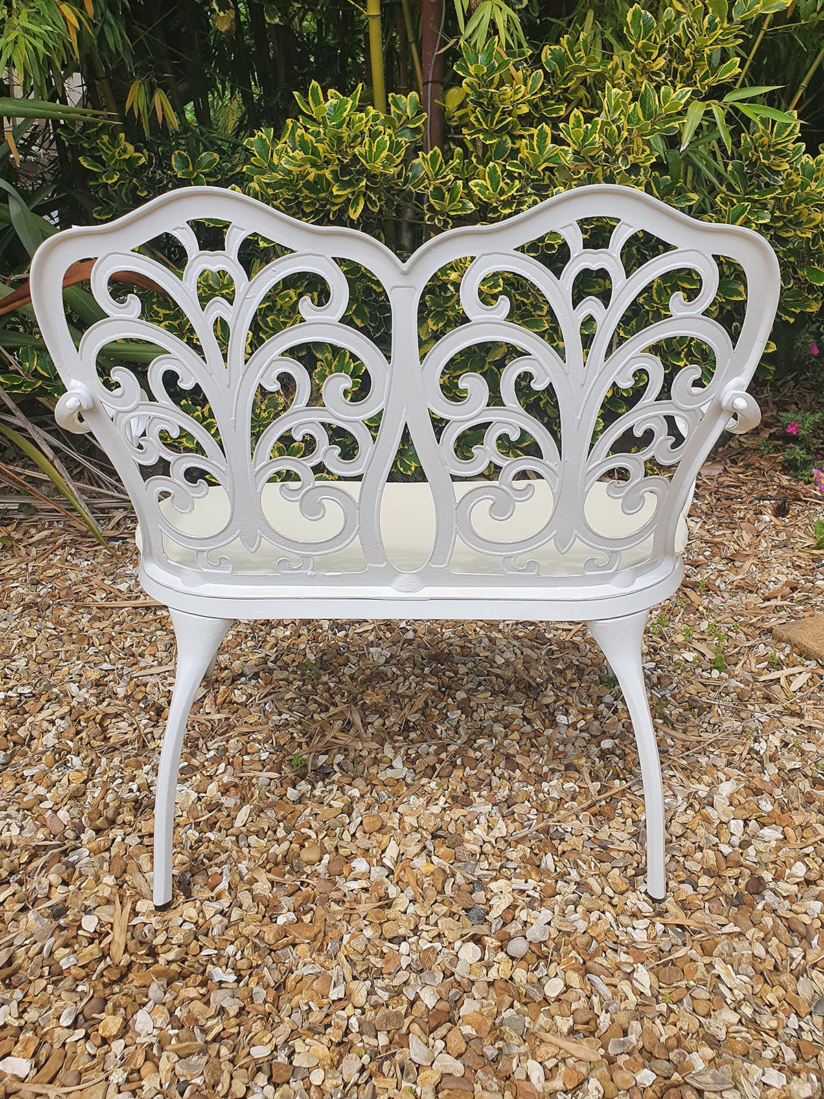 SH&G Cast Aluminium Love Seat Bench - White