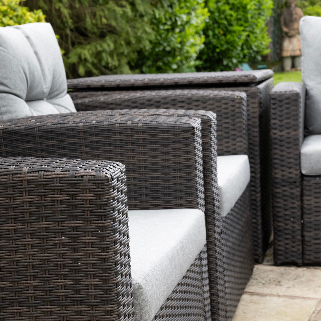 SH&G Edgerton Steel Brown Rattan 6pc Sofa Set with Grey cushions