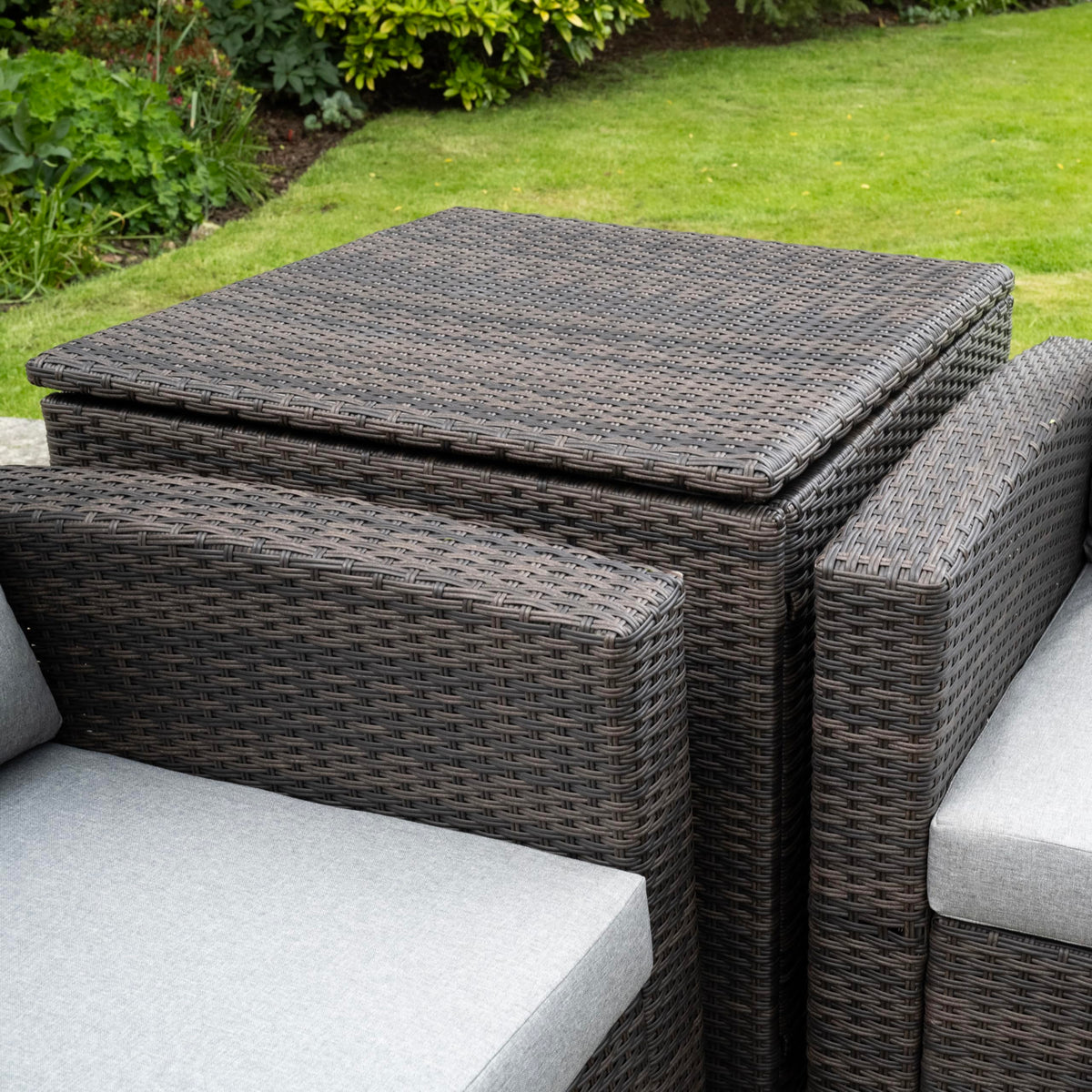 SH&G Edgerton Steel Brown Rattan 6pc Sofa Set with Grey cushions