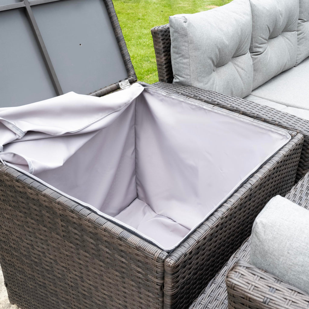 SH&G Edgerton Steel Brown Rattan 6pc Sofa Set with Grey cushions