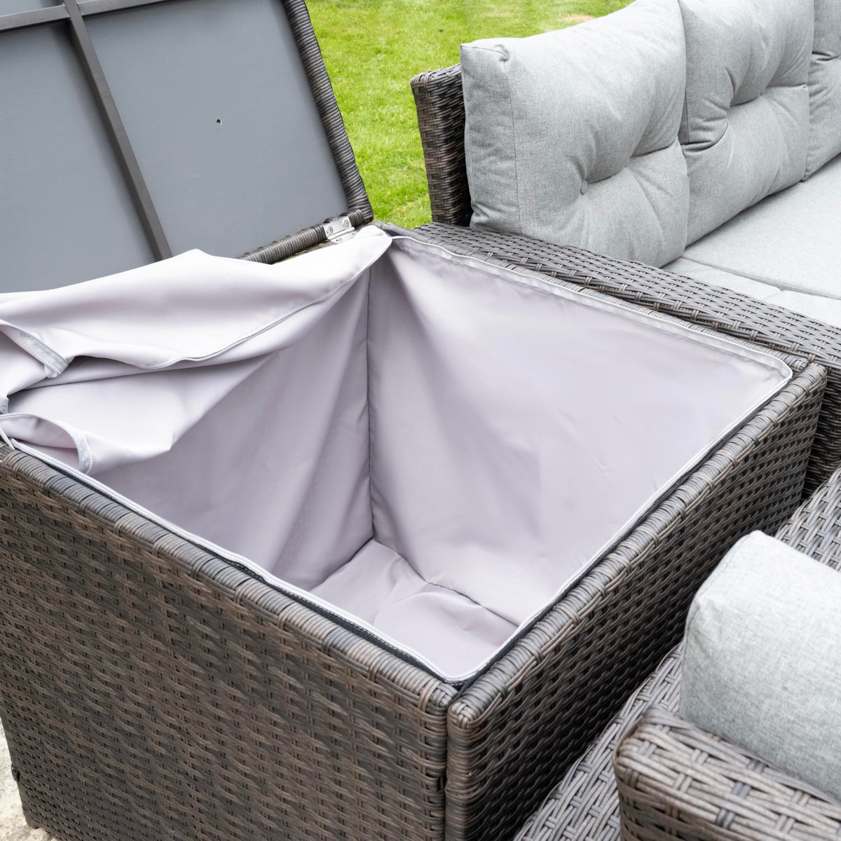 SH&G Edgerton Steel Brown Rattan 6pc Sofa Set with Grey cushions
