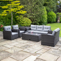 SH&G Edgerton Steel Brown Rattan 6pc Sofa Set with Grey cushions