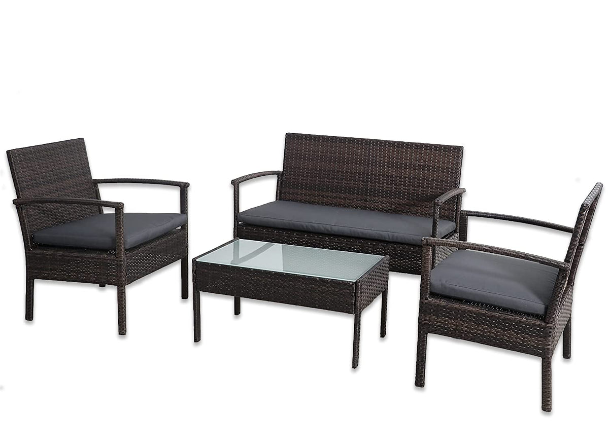 SH&G Heaton Steel Rattan 4pc Sofa Set - Brown