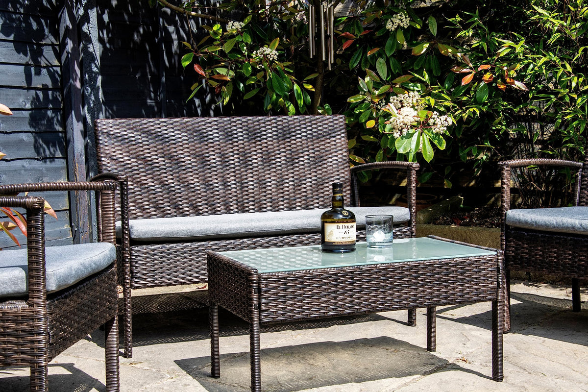 SH&G Heaton Steel Rattan 4pc Sofa Set - Brown