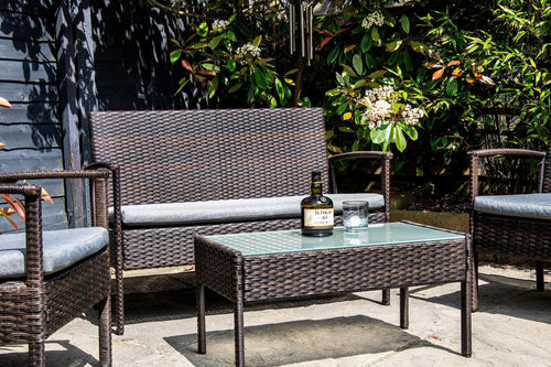 SH&G Heaton Steel Rattan 4pc Sofa Set - Brown