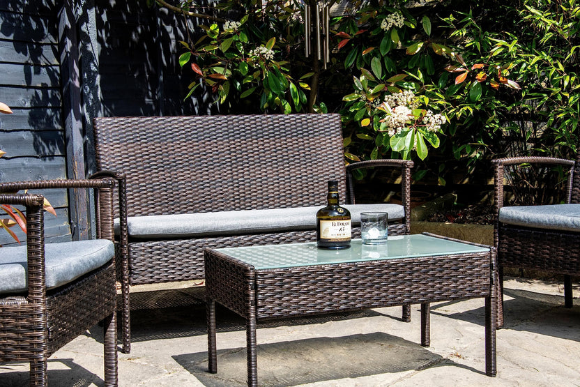 SH&G Heaton Steel Rattan 4pc Sofa Set - Brown